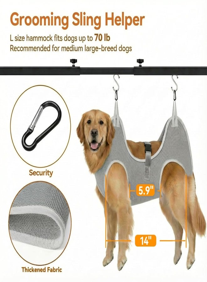 Josmimic Dog Grooming Arm for Table, L Size, Adjustable 43" Height & 27"–39" Width, H-Shape Stable Grooming Stand, Clamp Fits up to 2.76", with Hammock & 2 Nooses for Home Grooming & Nail Trimming - Image 4